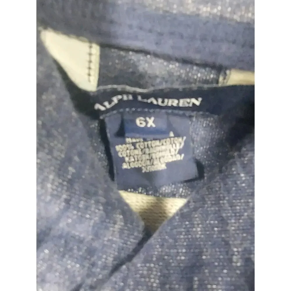Ralph Lauren Kids Indigo Blue Shawl Collar Button Cardigan Sweater - Size 6X